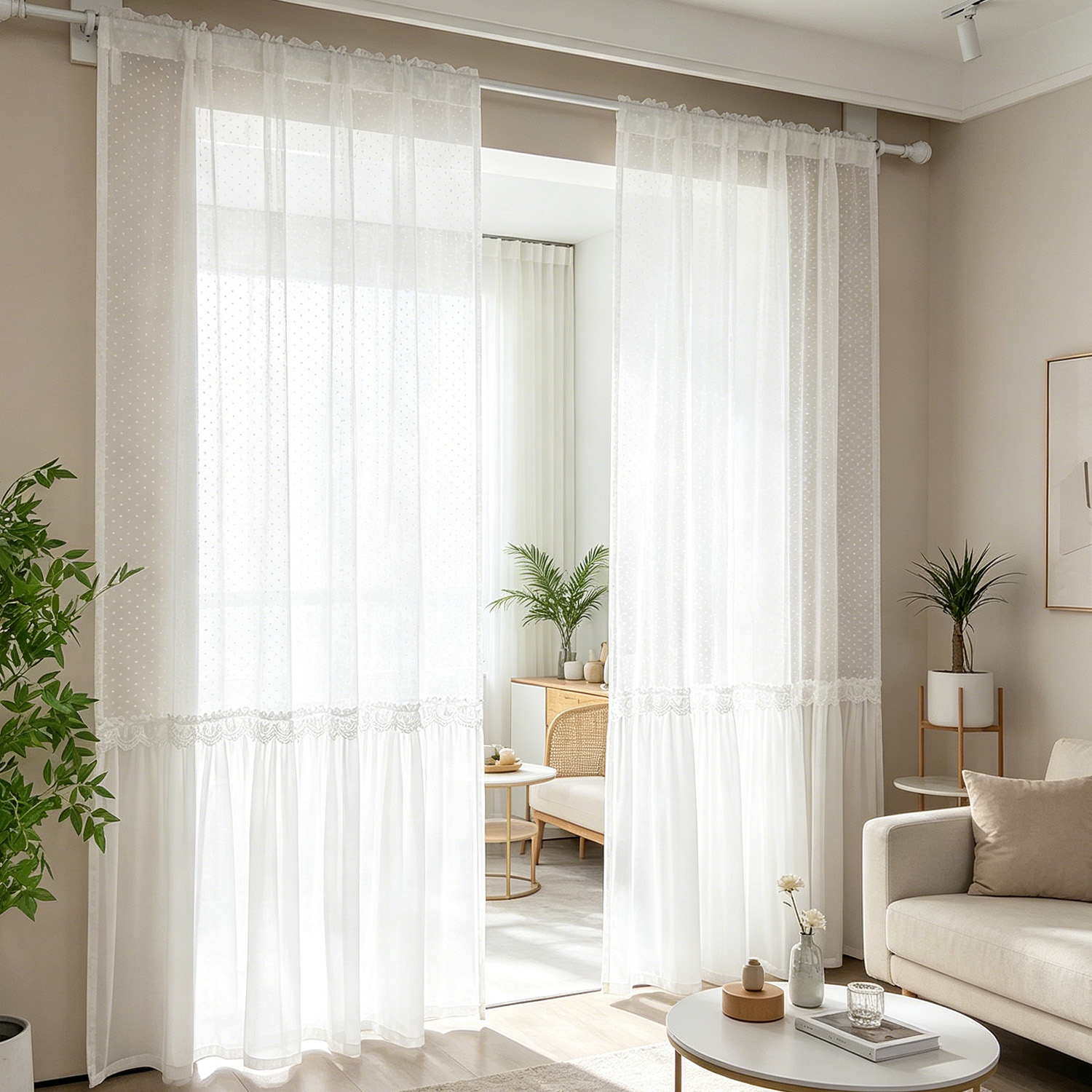 Home Textiles France - Tenda Trasparente Romantica Francese con Motivo