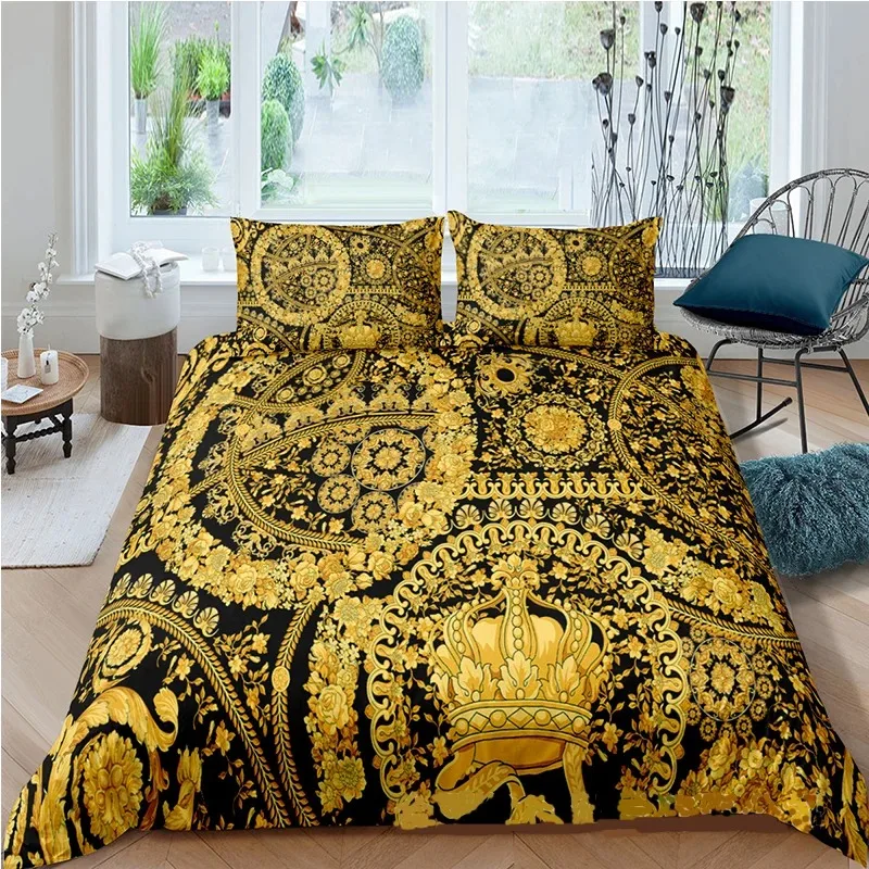 Bed Sheet Microfiber - Barocco Arte moderna 3D Leone dorato